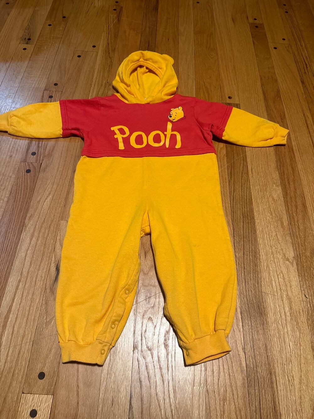 Vintage Disney Winnie the Pooh Costume Toddler 4T XL Hooded Fleece One Piece